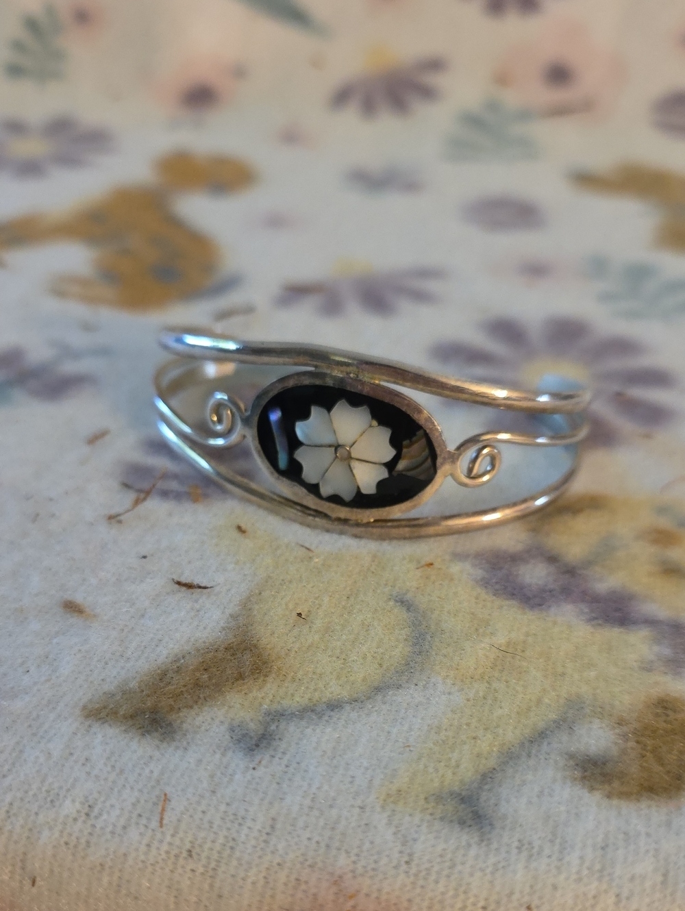 Vintage Mexican alpaca silver cuff bracelet